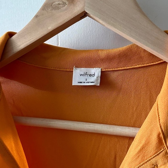 Aritzia orange long sleeve sheer button up shirt - Picture 3 of 5